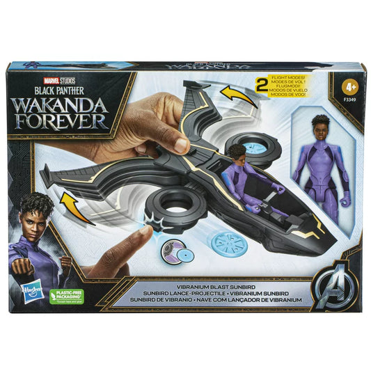 Marvel Black Panther Wakanda Forever Vibranium Blast Sunbird Jet with Shuri Action Figure